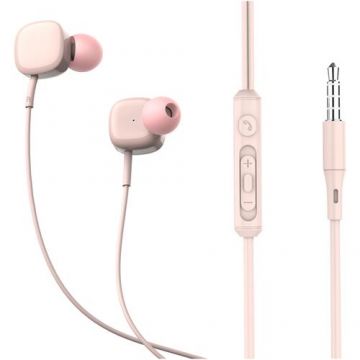 Casti in-ear cu fir Tellur Basic Sigma, microfon, Roz