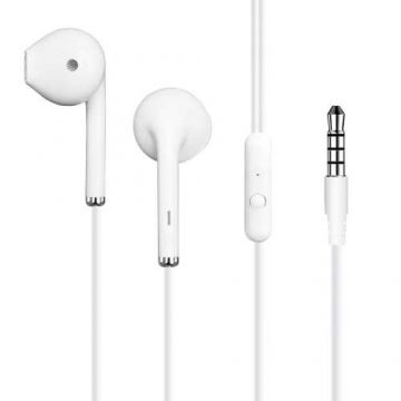 Casti In-Ear cu fir Well, microfon, jack 3.5mm, EP302, alb