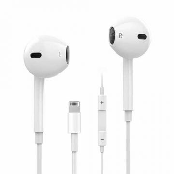 Casti In-Ear cu fir Well, microfon, reglare volum, Lightning, EPL05, alb