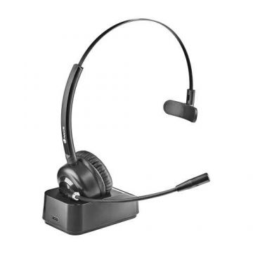 Casti mono fara fir On-Ear cu microfon NGS Buzz Lab, control volum, baza de incarcare