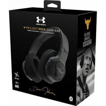 Casti Stereo Wireless Under Armour Project Rock Over-Ear Training, Bluetooth, ANC, Wateproof IPX4, Voice Control (Negru)