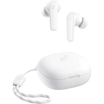 Casti True Wireless Anker SoundCore R50i, Bluetooth 5.3, autonomie 30 ore, Waterproof IPX5 (Alb)