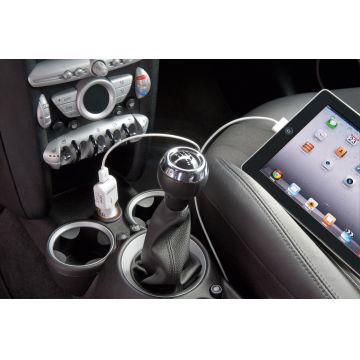 Incarcator USB + masina 12 24V pt  iPhone, iPod, 30pini, alb, Cabstone