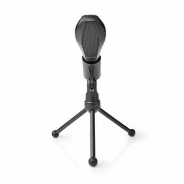 Microfon cu fir Nedis, condensator dual, trepied, USB, negru