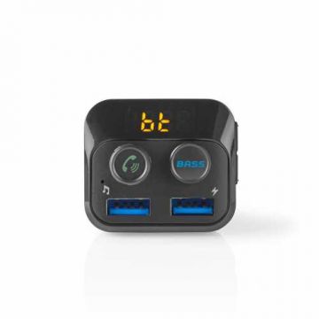 Modulator FM Nedis, Bluetooth, Bass Boost, MicroSD, Hands-Free, 2x USB