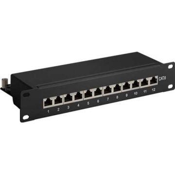 Patch Panel CAT6 cu 12 porturi negru, Goobay