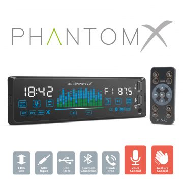 Player auto , zPhantomX,   - 1 DIN - 4 x 50 W - versiune gestuala - BT - MP3 - AUX - USB