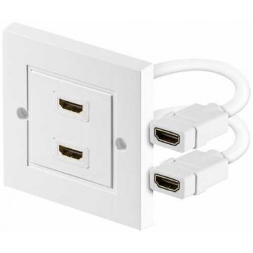 Priza de perete 2x HDMI alb Goobay