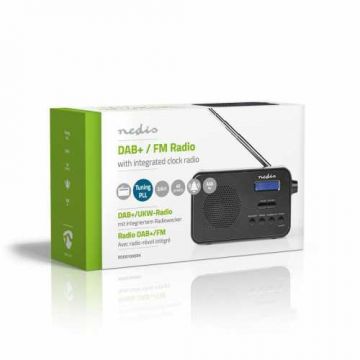 Radio DAB, FM, cu ceas si alarma, 3.6W, negru, Nedis