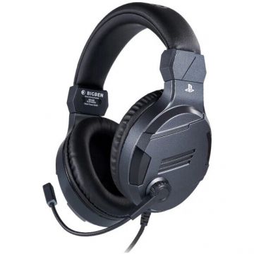 Bigben Casca Gaming Stereo BigBen Headset Licenta Sony Playstation, PC, Jack 3.5mm, Cablu 1.2m, Titanium