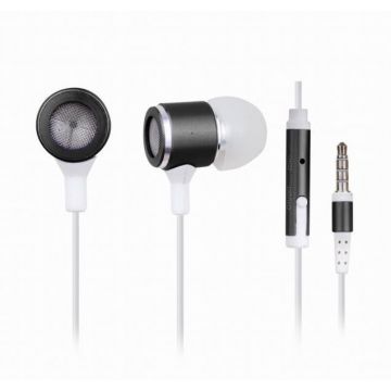 GEMBIRD Gembird Stereo metal earphones with microphone and volume control, black-white