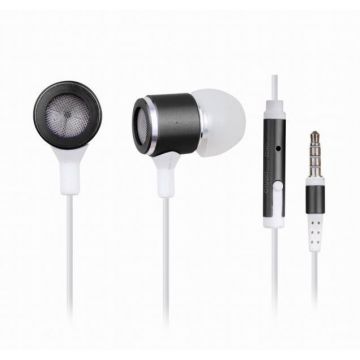 GEMBIRD Gembird  Stereo metal earphones with microphone and volume control, black-white