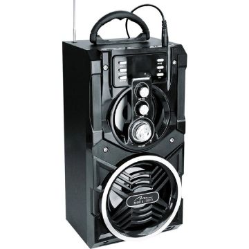MEDIATECH Boxa Karaoke Portabila Media-Tech Partybox BT, Radio FM, MP3 Player, 18W RMS, cu Subwoofer, Incinta Lemn, USB + SD, Telecomanda, Antena, Negru