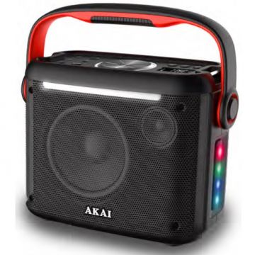 Akai Boxa portabila Akai ABTS-K5, 30 W, FM Radio, Bluetooth, Lumini LED, Negru
