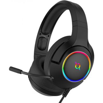 AQIRYS Casti over-ear AQIRYS Vega, sistem de sunet 7.1 Virtual Surround, cu fir, cu microfon retractabil, interfata USB 2.0, lungimea cablului 2.1m, frecventa 20 Hz - 20Hz, cu iluminare RGB, negre