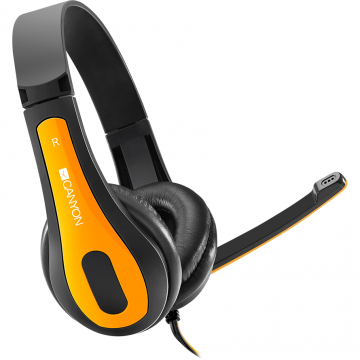 Canyon Canyon entry price PC headset, combined 3,5 plug, leather pads, Black-yellow