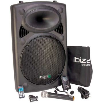 Ibiza Boxa activa portabila Ibiza difuzor 38CM USB MP3 PORT15VHF-BT