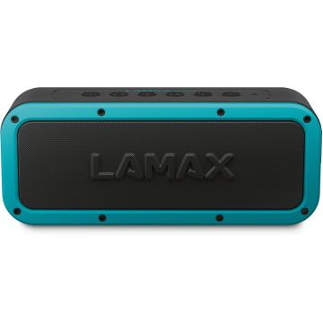 LAMAX Difuzor Bluetooth LAMAX Storm1, 40 W, baterie 6600 mAh, Bluetooth ver. 5.0, NFC, USB-C, Micro-SD, conector jack de 3,5 mm, impermeabil IP67, TWS, negru-turcoaz