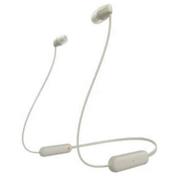 Sony Casti In-Ear Sony WI-C100C, Wireless, Bluetooth, IPX4, Microfon, Fast pair, Autonomie 25 ore, Bej