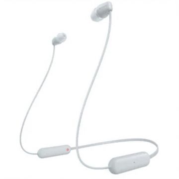 Sony Casti In-Ear Sony WI-C100W, Wireless, Bluetooth, IPX4, Microfon, Fast pair, Autonomie 25 ore, Alb