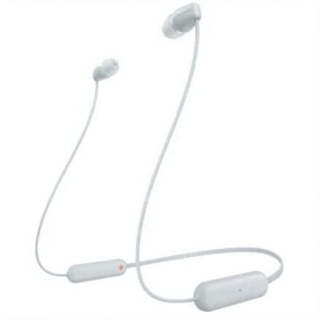 Sony Casti In-Ear Sony WI-C100W, Wireless, Bluetooth, IPX4, Microfon, Fast pair, Autonomie 25 ore, Alb
