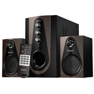 spacer Boxe Spacer 2.1, 20W RMS, 30 W,  telecomanda, Negru