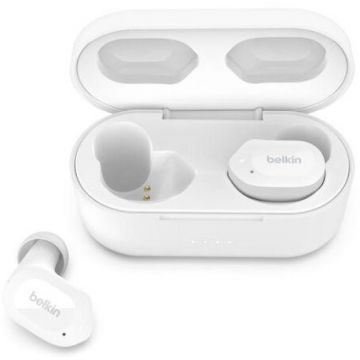 Belkin Casti True Wireless Belkin SoundForm Play, Bluetooth, Waterproof IPX5, Alb