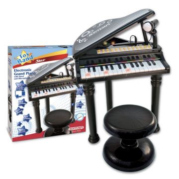 Bontempi - PIAN ELECTRONIC NEGRU CU SCAUN SI MICROFON