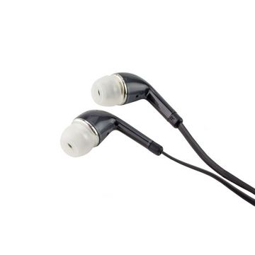 Casti in-ear cu fir plat si Jack 3.5mm, 2 seturi dopuri, gri granit