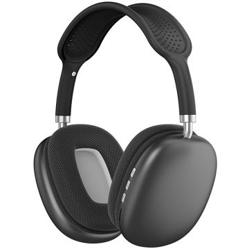 Casti over-ear wireless P9, Bluetooth 5.0, Bass, 40mm, AUX, Radio FM, Black