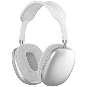 Casti over-ear wireless P9, Bluetooth 5.0, Bass, 40mm, AUX, Radio FM, Silver Casti over-ear wireless P9, Bluetooth 5.0, Bass, 40mm, AUX, Radio FM, Silver