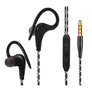 Casti sport in-ear cu fir, carlig prindere, IPX5, microfon incorporat, 20-22kHz, 96-3dB, 16Ω, negru