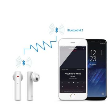 Casti stereo Bluetooth 4.2, wireless In-Ear, microfon, dock incarcare, Android/IOS Casti stereo Bluetooth 4.2, wireless In-Ear, microfon, dock incarcare, Android/IOS