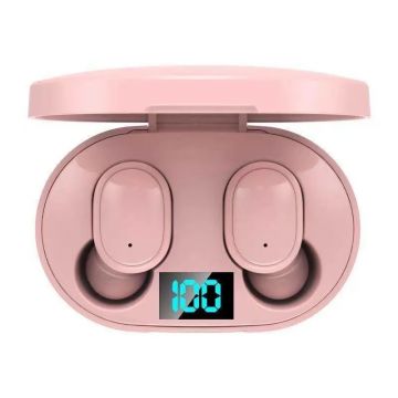 Casti wireless E6s True Wireless Stereo Bluetooth Afisaj LED Pink