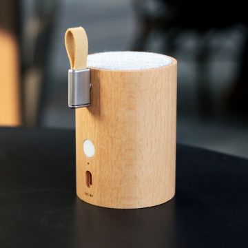 Difuzor Bluetooth / veioză din lemn de fag Gingko Drum