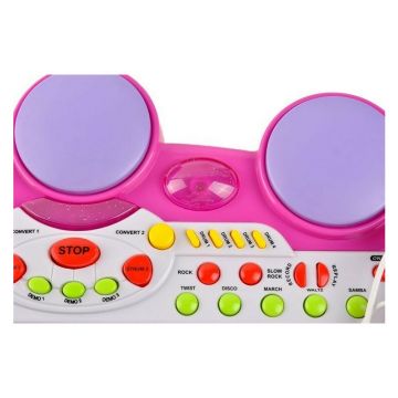 Instrument muzical Malplay Orga electronica - Pian cu MP3 cu lumini si sunete cu microfon si scaunel roz