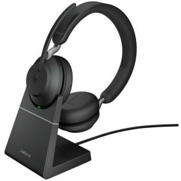 Jabra Casti cu microfon Jabra Evolve2 65 MS Stereo, Bluetooth, Statie de incarcare, USB Type-C, Negru