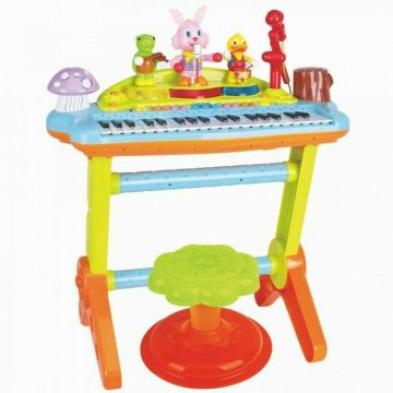 Jucarii bebe - Hola - Orga Orchestra animalutelor , Cu scaunel, Multicolor