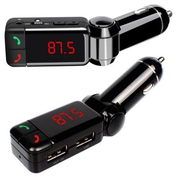 Modulator radio FM auto, 2 MP3/WMA, 2 intrari USB, reducere zgomot, 10 x 8 x 3,5cm, negru