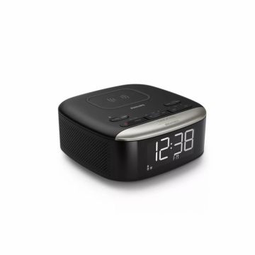 Radio cu ceas Philips TAR7606 10, Bluetooth v.5, FM, incarcare wireless, afisaj LCD, alarma dubla, snooze, 20 posturi presetate, negru