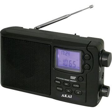 Radio portabil digital Akai APR-2418, Calendar, Alarma, Snooze, Memorie prestabilita, Sleep, Negru