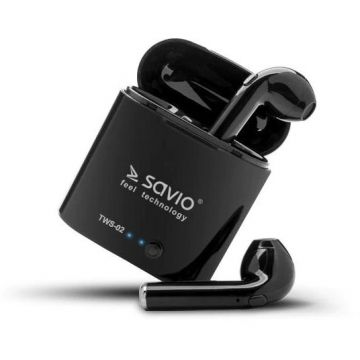 Savio Casti Bluetooth Savio TWS-02 True Wireless, Negru