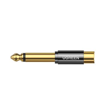 Adaptor audio UGREEN AV169, 1x jack 6.35 mm tata la 1x RCA mama, Auriu