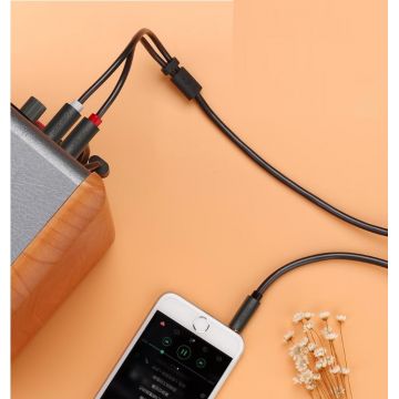 Cablu audio UGREEN AV116, tata jack 3.5 mm la 2x tata RCA, 1.5m, Negru