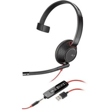 Casca Call Center Poly Blackwire C5210, USB-C, Jack 3.5 mm, Monoaural (Negru)