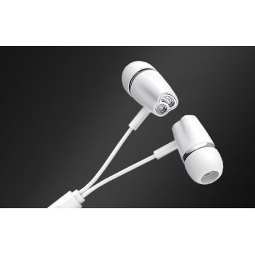 Casti cu fir in-ear Joyroom JR-EL114, Jack de 3.5 mm cu control si microfon, 0.5m, Alb