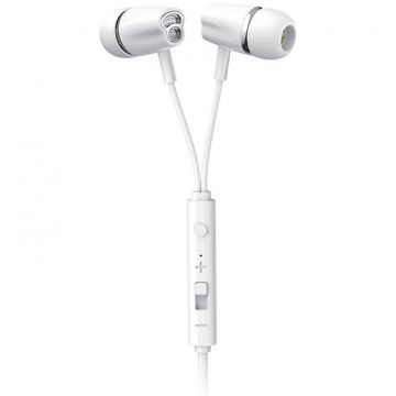 Casti JR-EL114, Jack de 3.5 mm cu control si microfon, 0.5m, Alb
