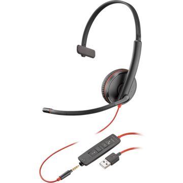 Casti Plantronics Office/Call Center, Blackwire C3215 UC USB-A