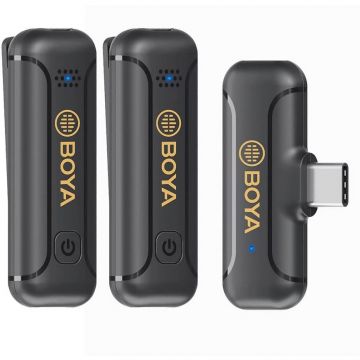 Lavaliera Wireless BY-WM3T2-U2 Dual USB Type-C 2.4GHz Negru