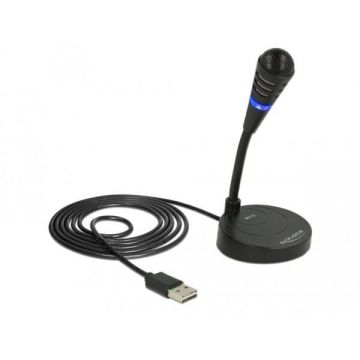 Microfon Cu Baza + Buton Touch-Mute 174g Cablu 1.7m 70Hz 2Ω Negru/Albastru